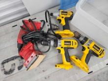 Tote of DEWALT AND MILWAUKEE POWER TOOLS