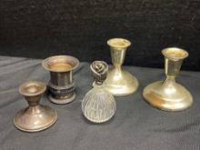 Group of Candlestick Holders and More included Weighted Sterling