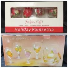 (2) Boxed new Sets of Painted Floral including CUTE! Ice Tea Set with Pitcher