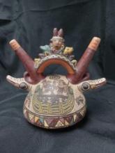 Nazca double-spout and bridge vessel / Signed / Peru/ Pottery