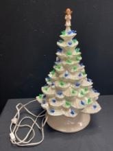 Vintage Musical Ceramic Christmas Tree with Birds