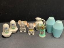 Cute Mid Century Modern S&P Shakers, Mint Color Blue Shakers, Mice, Nautical, etc