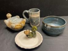 Vintage Grouping of Handmade Pottery, bowl, mug