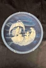 THE SIRENS PLATE THE VOYAGE OF ULYSSES BY ALAN BRUNETTIN LAPIS-BLUE INCOLAY in Box