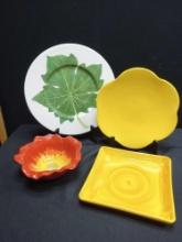 Lovely and Bright Ceramic Dishes including Vietri Italy Palm Leaf Charger