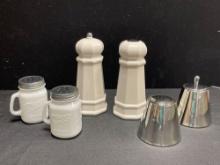 Vintage Salt and Pepper Shakers, Stainless, Mr Dudley, Mason