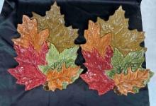 Pair of Chris Madden Stoneware Maple Leaf Trays