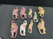 9 Vintage, Handcarved Hanging Monkeys