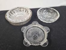 Trio of Vintage Glass Ashtrays / Dishes, unidentified