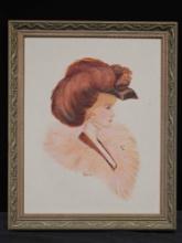 Handpainted Portrait, Ladies Home Journal Covers Fisher Girls March, Signed