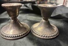 Pair of Sterling Weighted Candlesticks, Cornwell and Rogers