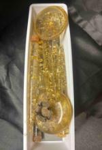 Great Set! (7) Vintage LUCITE Faux Candles MCM Golden Flecks Acrylic, with (2) ROSE BASES