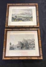 Pair of Engravings or Reproductions of 1800s engravings, framed behind glass
