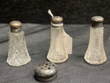 Vintage Sterling Silver-top?, Crystal, salt and pepper shakers