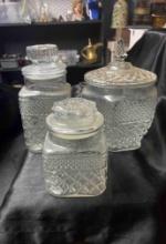 (3) Glass canisters, Anchor Hocking Wexford