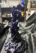Awesome! Cobalt Art Glass Sculpture with Antiques Roadshow info attached from 1986