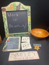 Emily Parish? Wood Frame Menu Kitchen Message Sign Board with other Signage and Primitive Wooden