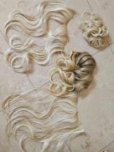 Hair extensions, including ponytail, comb attach, banded. Appears to be a set