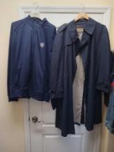 Vintage Blue London Fog Trenchcoat, Sz 44R & Winnipeg Jets Track jacket