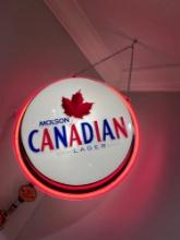 Illuminated double sided Molson Canadian Lager sign