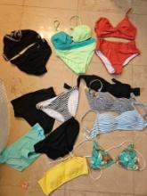 MIXTURE OF LADIES' BATHING SUITS INCLUDING NIKE, sets and tops and bottoms unmatched