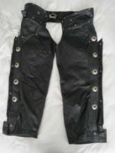 Harley Davidson Leather Chaps Biker Motorcycle Sz XL Heritage Concho RARE