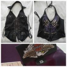 Vintage Harley Davidson Halter Tops, including Womens Purple Leather Rising Star Crop Top
