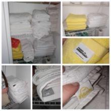 Linen Closet Stuffed with Great crisp Mostly White Towels, Bath, Hand, wash cloth