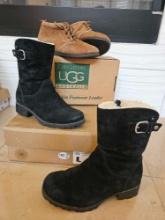 UGG Short Booties x 2 - Womens Size 6 (Brown) and 7 (Black)