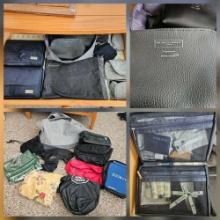 Collection of airline toiletries and kit bags, plus more totes