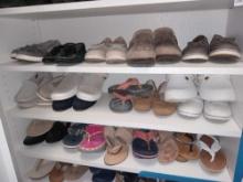 (3) Closet Shelves of Shoes including Grasshoppers, crock-style, sandals, Sz 6-7