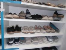 (3) Closet Shelves of Comfy Ladies' Shoes including Keds, Faux Fur, Slip-ons