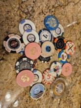 AN ARRAY OF CASINO CHIPS including Atlantis, Vegas, Bellagio,