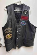 Vintage UNIK Leather Motorcycle Vest with Patches