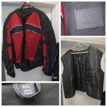 4XL Viking Cycle Protective Men Black/Red Motorcycle Jacket PLUS LINER