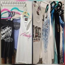 GROUPING OF HARLEY DAVIDSON TANK TOPS, ALL SIZES