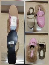 (2) Pair of Designer Faux Fur Loafers from Women