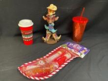 FUN CHRISTMAS GROUPING, COUNTRY BOOT CHRISTMAS TREE, PEZ DISPENSERS, STARBUCKS CUPS
