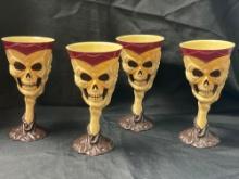 (4) Spooky Halloween Plastic Skull Goblets