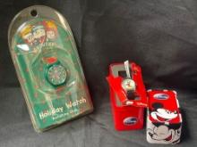 PAIR OF WATCHES, MICKEY with Leather Strap, Snowden Holiday