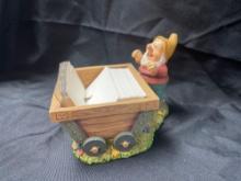 Vintage Walt Disney, Happy Roladex Miner Cart Desk Figurine Piece