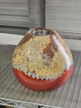 HAND GLAZED INDOOR OUTDOOR FIREPOT WITH METAL INSERT