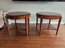 Pair of round end tables, side tables