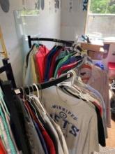 Half Moon shaped retail Clothes rack rolling display
