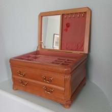 Vintage Wooden Jewelry Box with (2) Drawers