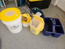 FISH BUCKET, 5 GALLON LID AERATOR? PLUS BAKED BUCKETS AND OTHER USEFUL ITEMS