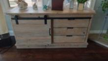 Industrial Chic Media Cabinet with Sliding Barn Door Style
