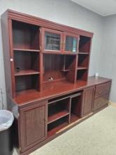 LARGE OFFICE COMPUTER DESK HUTCH AND LATERAL FILE CABINET