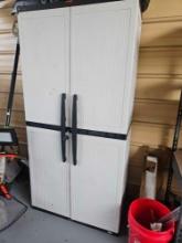FIVE SHELF PLASTIC STORAGE Cabinet WITH CONTENTS