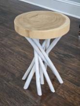 East At Main's Joeslin White Teakwood Round Accent Table